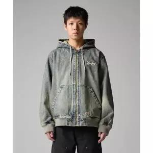 DICKIES 웨이브 로고 데님 후드 집업 Tinted Denim 199664