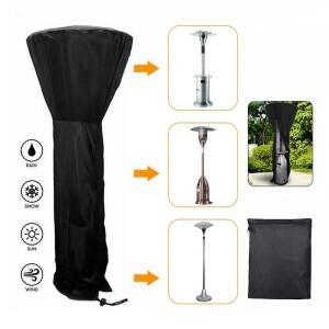 210D 옥스포드 천 방수 공기 히터 커버 팬 모양의 검은 우산 정원 안뜰 먼지 파티오