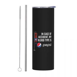 사고 발생 시 내 혈액형은 -펩시 스테인리스 스틸 텀블러 진공 단열 머그컵 보온/보냉 컵 뚜껑 포함 빨대 2