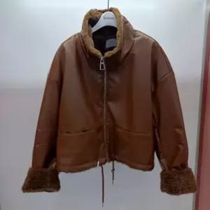 Latium HC06 루즈핏 안감 밍크 양모 라이더 레더 하이넥 집업 가죽 울 쟈켓  T265