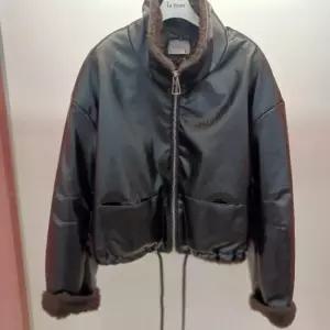 Latium HC06 루즈핏 안감 밍크 양모 라이더 레더 하이넥 집업 가죽 울 쟈켓  T265