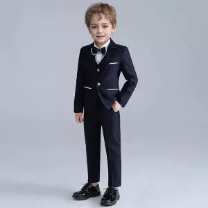 애덤 네이비 싱글버튼 화이트라인 포인트 정장 턱시