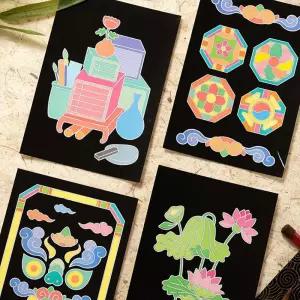 즐거운 추석놀이 전통 스크래치 페이퍼 모음 명절 유아미술