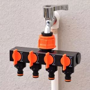 4구 수도분배기 꼭지 세차 베란다 세탁 다용도꼭지용품 수전 배관연결 다용도 호스커넥터 꼭지구 어댑터 4