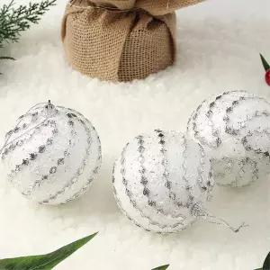 비타리토 실버화이트 장식볼 3p 8cm 블링회오리트리액세서리 성탄절 소품 트리볼 오너먼트 크리스마스 악세