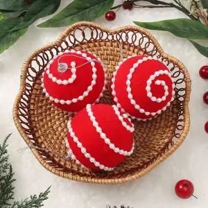 Jdt 장식볼 3p 8cm 진주라인트리소품 트리볼 이미지볼 성탄 크리스마스 성탄절 악세사리