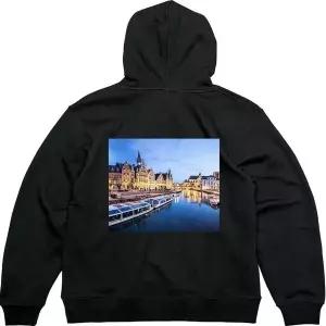 헤비후드집업 뒷면 유럽여행 수상택시타고그림 다양한색상 전사이즈