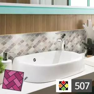 고품질 B스티커타일 507 적혼합 다마스크 DIY 타일시트지 타일스티...