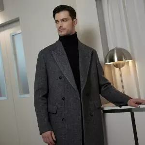 [하프클럽/인터메조]피크드 더블 울코트 블랙 IMFFMCT123