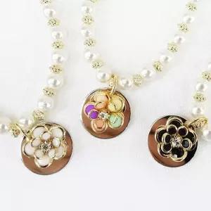 강아지 장미 진주 목걸이 S 1P 반려견 이름표 팬던트