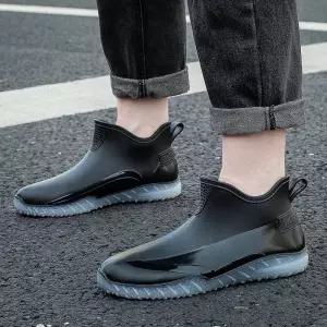장화 남성용 짧은 튜브 미끄럼 방지 내마모성 성인 야외 물 신발 방수 여성 주방 테이크 아웃 고무