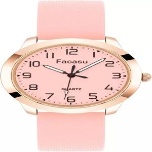 여아용 Facasu 아날로그 시계 편안한 부드러운 스트랩 방수 심플 캐주얼 야광 다이얼 쿼츠 12세 청소년용
