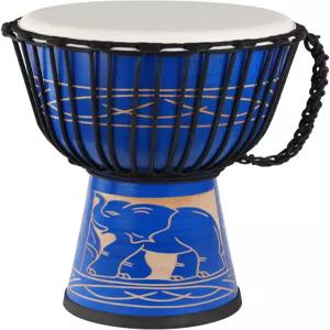 AIMEIS 젬베 드럼 10인치 x 20인치 아프리카 마호가니 염소 가죽 핸드 조각 (파란색)