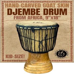 아프리카 하트우드 프로젝트 아프리카의 핸드 카빙 젬베 드럼 - 9인치 x 18인치 클래식 악기(랜덤 카빙)