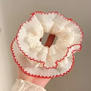 도트 라인 빅사이즈 리본 헤어곱창 머리끈 헤어슈슈-WFIE5NW