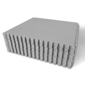 홈 헬스장용 바디테크 퍼즐 운동 매트 연동 폼 및 타일 매트. 어린 아이를 위한 바닥 패딩. 블랙 컬러 18 x 두꺼운 16 시트 36 SQFT 그레이