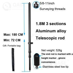 1.8M 알루미늄 합금 텔레스코픽 막대 측량 및 측정 GPS RTK 확장 지원 다리 가능한 폴 1PCS
