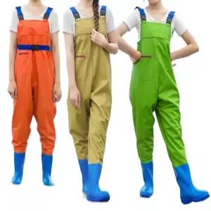 여성용 가슴 장화 그린위장 전신 체험 갯벌 바지 작업복