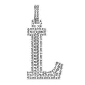 화이트 골드 도금 및 옐로우 모이사나이트 남성용 이니셜 레터 펜던트 목걸이 - 925 스털링 실버 펜던트와 A에서 Z 알파벳 주얼리 기념일 또는 특별한 날 선물 | 기념일, 날,