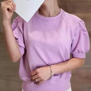 여성 단색 오프숄더 루즈핏 반팔 맨투맨