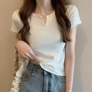 바인딩 크롭반팔티 타이트 슬렌더룩 여성55 흰색 검정