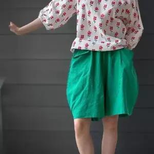 여성 여름 린넨 와이드 숏팬츠 비비드 컬러 중년용