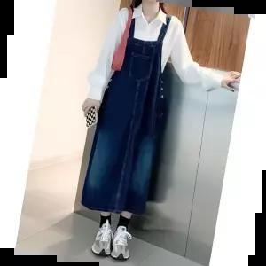 멜빵원피스 여성 여름 쓰리포켓 루즈핏 데님 멜빵 청 원피스 치마