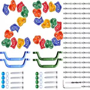 NOSTIFY 25개 컬러 돼지 코 모양 암벽 등반 파란색 및 녹색 보조 손잡이 실내 야외 놀이터 나무 놀이 세트