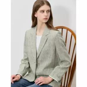 [하프클럽/리스트]급라인린넨100글렌체크재킷