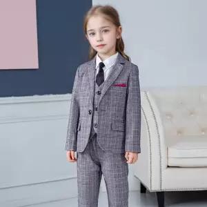 여자 그레이 글렌 체크 정장 풀세트 자켓 양장 조끼.