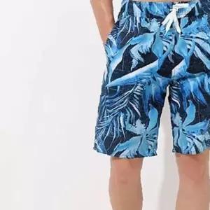 쌍문상회 빅사이즈래쉬가드 남자 4부 비치웨어 반바수영복 블루