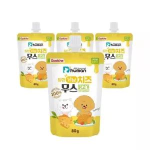 듀먼 강아지 간식 짜먹는 츄르 냠냠 치즈무스 닭고기 80g 4팩