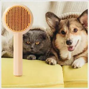 WL 고양이 강아지 단모 중모 슬리커형 원터치 빗