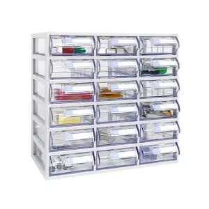 [국산 완제품] 모아이샵 스마트 정리함(18칸) 투명수납함 플라스틱서랍장 약서랍장 부품박스 멀티박스