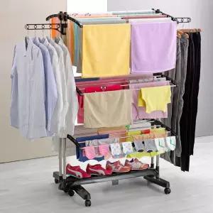 위즈홈 프리미엄 6단빨래건조대 더블퀸 블랙