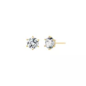 14K 귀걸이 핀 침 루이 6발 큐빅 귀걸이 3mm