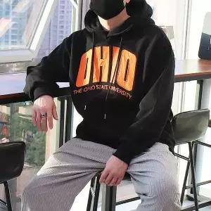 [우기브로]WWF 남자 빅사이즈 OHIO 가슴 나염 기모 후드티