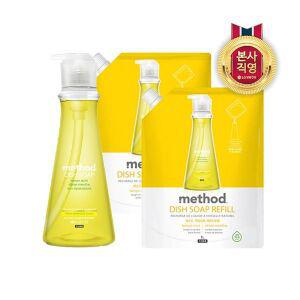 [엘지생활건강]메소드 레몬민트 친환경 주방세제 용기 532ML 1개 + 리필 1000ml 2개..