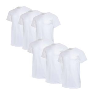 커클랜드 시그니춰 라운드 티 ６매 세트 남성 무지 화이트 흰티 면티 이너웨어 남자 반팔