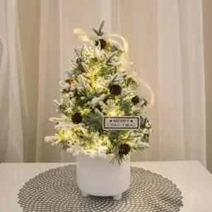 [텐바이텐]크리스마스 미니트리 화분 완제품 LED노르딕 스노우 트리 40cm