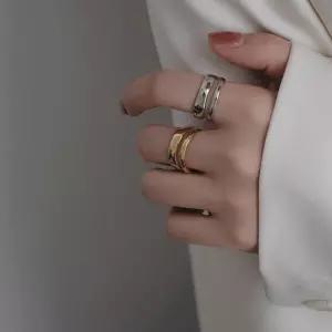 S925 실버 두줄 여성 검지 은반지