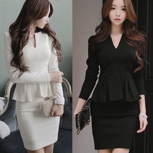 슬림핏 여성정장 스판 원피스 여자 H라인 미디스커트 오피스룩 하객룩