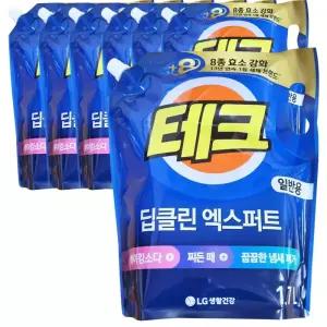 LG 테크 딥클린 엑스퍼트 1.7L x6개 세탁 빨래 세탁 액체세제 베이킹소다 찌든때 냄새제거