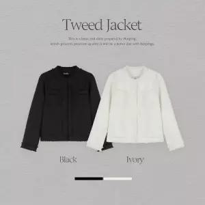 핫핑 [하객룩추천] 오브덴 더블포켓 수술 트위드자켓