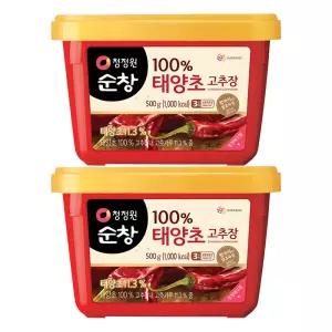 [소비기한 임박] 청정원 순창 태양초 고추장, 500g, 2개