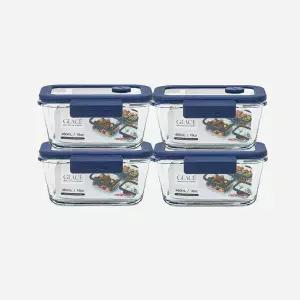 네오플램 글라쎄Z 진공 내열유리 밀폐용기 460ml 4개