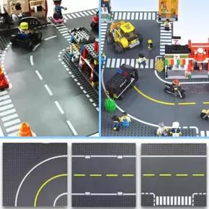 장난감 블럭 도로모양 조립 밑판바닥 호환 꾸미기 레 직선곡선 십자T형 도시마을 대형 어린이 로드고 끼우