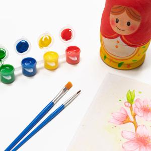 휴대용 미니 아크릴물감 3ml 12색 붓 2종 세트 미술 채색 재료 도구