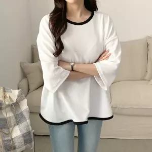 [하프클럽/]빅사이즈 405 컬러배색언발반팔티 DILG847