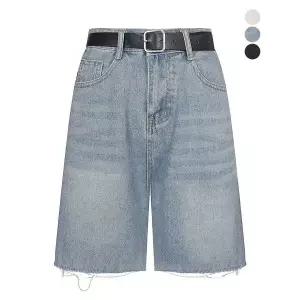 [하프클럽/바닐라비]여성 스퀘어 벨트 컷팅 버뮤다 팬츠